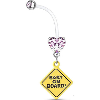 Piercing Ombelico BABY ON BORD con pendente con Cuore in zircone