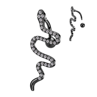 Piercing Ombelico Serpente di zirconi Top Down