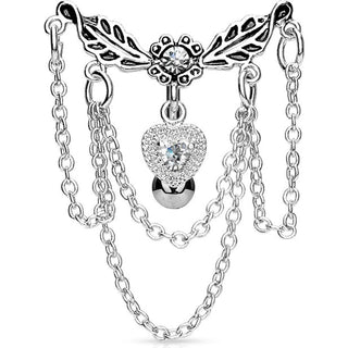 Belly Button Piercing Top Down Leaves Chains Zirconia Silver