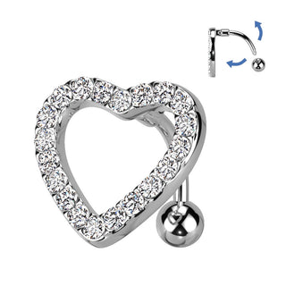 Piercing Ombelico Top Down a cuore in zirconi