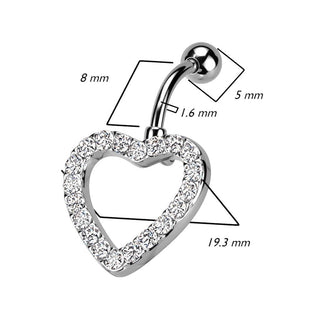 Piercing Ombelico Top Down a cuore in zirconi