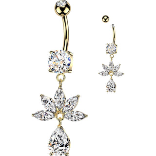 Belly Button Piercing Marquise Zirconia Fan Teardrop Dangle