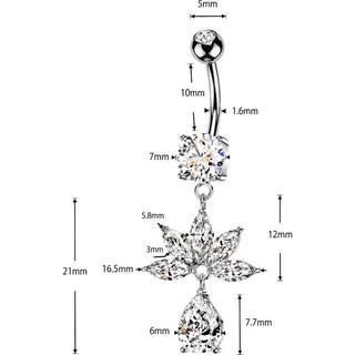 Belly Button Piercing Marquise Zirconia Fan Teardrop Dangle