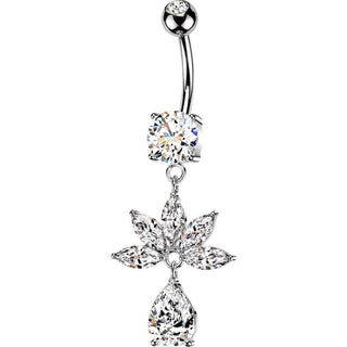 Belly Button Piercing Marquise Zirconia Fan Teardrop Dangle