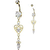 Belly Button Piercing Filigree Zirconia Heart Marquise Dangle