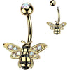 Belly Button Piercing Bee Pave Aurora Borealis Zirconia Wings