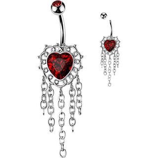 Belly Button Piercing dangle filigree heart chandelier chain
