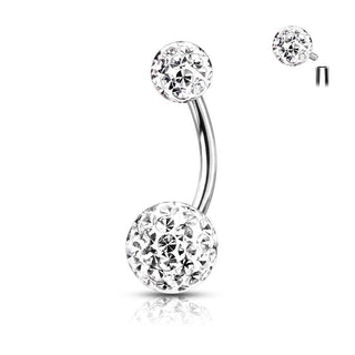Belly Button Piercing Ball Zirconia Silver Internally Threaded