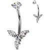 Belly Button Piercing trinity zirconia marquise cut Internally Threaded