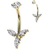 Belly Button Piercing trinity zirconia marquise cut Internally Threaded