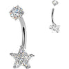 Belly Button Piercing prong set star cubic zirconia Internally Threaded