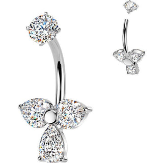 Belly Button Piercing prong set teardrop and heart cubic zirconia Internally Threaded