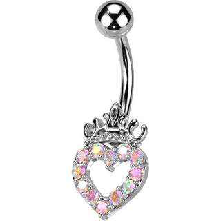 Piercing Ombelico Cuore di zirconi coronato