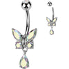Belly Button Piercing butterfly zirconia dangle