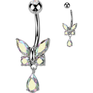 Belly Button Piercing butterfly zirconia dangle