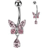 Belly Button Piercing butterfly zirconia dangle