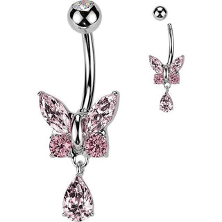 Belly Button Piercing butterfly zirconia dangle