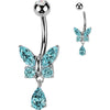 Belly Button Piercing butterfly zirconia dangle