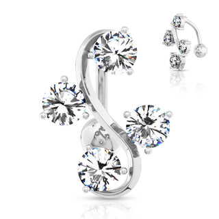 Belly Button Piercing 4 Zirconia Silver