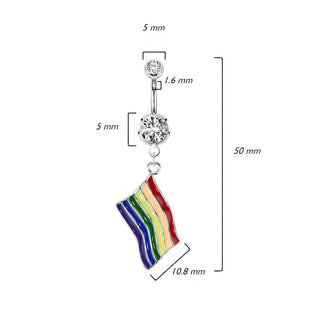 Piercing Ombelico Zirconi e pendente a Bandiera arcobaleno