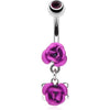 Belly Button Piercing Rose dangle Zirconia Silver