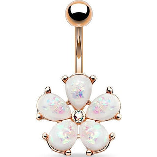 Piercing Ombelico Fiore di opali