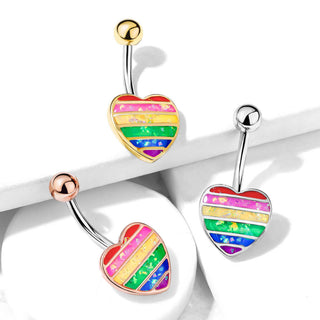 Piercing Ombelico Cuore arcobaleno