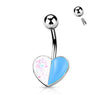 Piercing Ombelico Cuore Opale e Argento