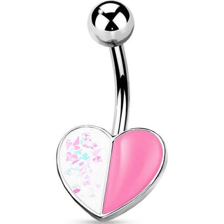 Piercing Ombelico Cuore Opale e Argento