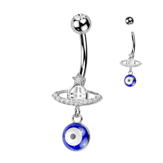 Belly Button Piercing planet lucky eye dangle zirconia