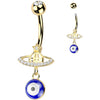 Belly Button Piercing planet lucky eye dangle zirconia