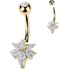 Belly Button Piercing pear and marquise cubic zirconia bee
