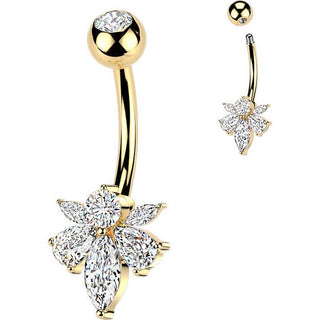 Belly Button Piercing pear and marquise cubic zirconia bee
