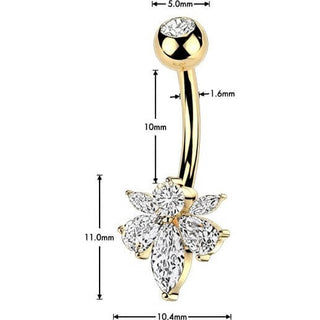 Belly Button Piercing pear and marquise cubic zirconia bee