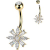 Belly Button Piercing marquise and baguette cubic zirconia flower