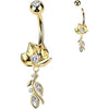 Belly Button Piercing lotus flower and cubic zirconia vine dangle