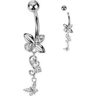 Belly Button Piercing butterfly and filigree butterfly dangle
