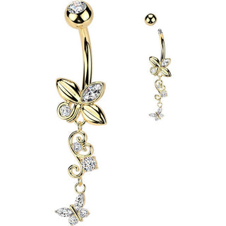 Belly Button Piercing butterfly and filigree butterfly dangle