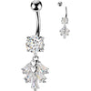 Belly Button Piercing 5 Baguette Zirconia Fan