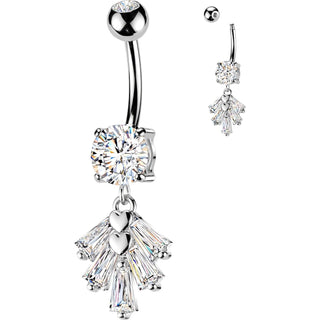 Belly Button Piercing 5 Baguette Zirconia Fan