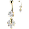 Belly Button Piercing 5 Baguette Zirconia Fan