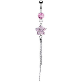 Belly Button Piercing Flower dangle Zirconia