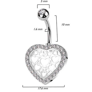 Piercing Ombelico Cuore di Zirconi