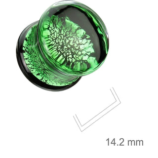 Glass green crackle double flare glass
