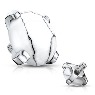 Top top semi-precious stone prong setting Internally Threaded