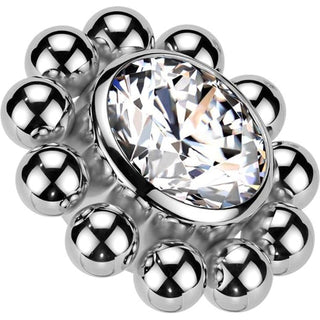 Titanium Top flower zirconia with beaded ball edge Internally Threaded
