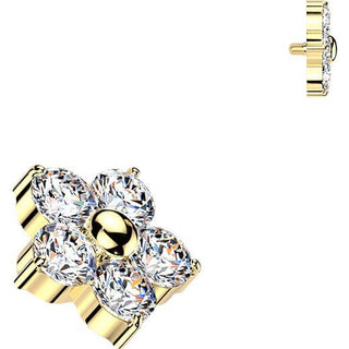 Titanium top 5 cubic zirconia flower Internally Threaded