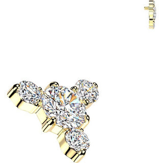 Titanium top round cubic zirconia with 3 small cubic zirconias Internally Threaded