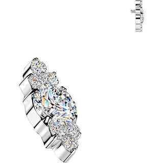 Titanium top round cubic zirconia with trinity cubic zirconia clusters Internally Threaded