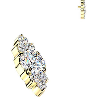 Titanium top round cubic zirconia with trinity cubic zirconia clusters Internally Threaded